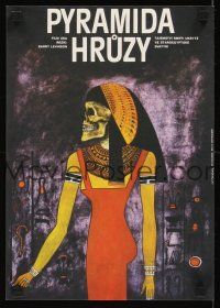 2r377 YOUNG SHERLOCK HOLMES Czech 11x16 '85 Spielberg, Tomanek art of skull-headed Egyptian woman!