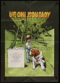 2r332 UF - ONI JSOU TADY Czech 23x33 '90 Ota Koval directed, wild Saudek art of boy & dog!