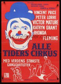 2r660 BIG CIRCUS Danish '61 cool artwork of clown & other circus performers!