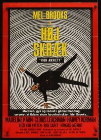 2r689 HIGH ANXIETY Danish '78 Mel Brooks, great Vertigo spoof design, a Psycho-Comedy!