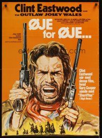 2r711 OUTLAW JOSEY WALES Danish '76 Clint Eastwood is an army of one, cool two-gun art!