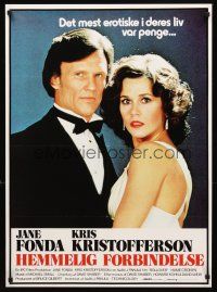 2r723 ROLLOVER Danish '82 great close up of sexy Jane Fonda & Kris Kristofferson in tux!