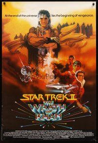 2r758 STAR TREK II English 1sh '82 The Wrath of Khan, Leonard Nimoy, William Shatner, Bob Peak art