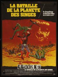 2r469 BATTLE FOR THE PLANET OF THE APES French 23x32 '73 sci-fi art of war between apes & humans!