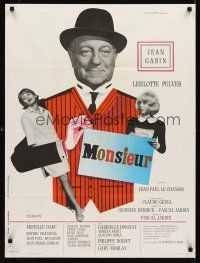 2r493 MONSIEUR French 23x32 '64 Jean Gabin, French comedy, Bourduge artwork!