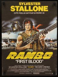 2r515 FIRST BLOOD French 1p '83 best art of Sylvester Stallone as John Rambo by Renato Casaro!