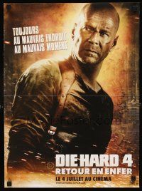2r522 LIVE FREE OR DIE HARD teaser French 15x21 '07 Timothy Olyphant, great image of Bruce Willis!