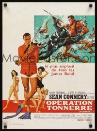 2r538 THUNDERBALL French 15x21 R70s art of Sean Connery as secret agent James Bond 007!