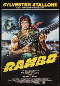 2r389 FIRST BLOOD Italian 1sh '82 best art of Sylvester Stallone as John Rambo by Renato Casaro!