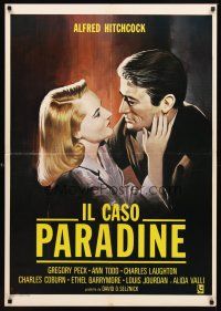 2r399 PARADINE CASE Italian 1sh R70s Alfred Hitchcock, romantic art of Gregory Peck & Ann Todd!