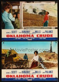 2r448 OKLAHOMA CRUDE set of 2 ItalEng photobustas '73 George C. Scott & Faye Dunaway!