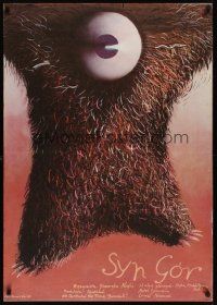 2r287 FIUL MUNTILOR Polish 27x38 '82 bizarre Marian Nowinski artwork of furry eyeball!