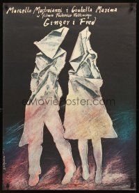 2r289 GINGER & FRED Polish 27x38 '87 Federico Fellini, Mastroianni, Masina, different Pagowski art!