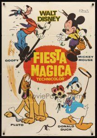 2r236 FIESTA MAGICA Spanish '80s Walt Disney, cool art of Mickey Mouse, Goofy, Pluto & Donald Duck