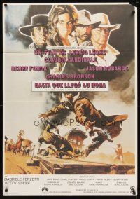 2r243 ONCE UPON A TIME IN THE WEST Spanish R81 Leone, art of Cardinale, Fonda, Bronson & Robards!