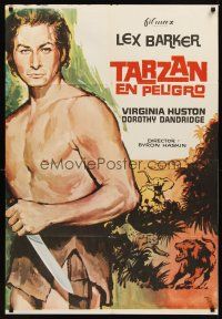2r255 TARZAN'S PERIL Spanish R73 MCP art of Lex Barker in the title role in Africa!