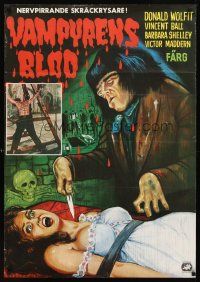 2r151 BLOOD OF THE VAMPIRE Swedish '69 he begins where Dracula left off, art of monster & sexy girl!