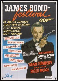 2r156 JAMES BOND FESTIVAL Swedish '80s cool art of Sean Connery as 007 w/gun!