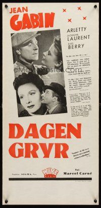 2r165 LE JOUR SE LEVE Swedish stolpe '39 Marcel Carne's Daybreak starring Jean Gabin!