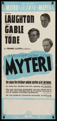 2r168 MUTINY ON THE BOUNTY Swedish stolpe '36 Clark Gable, Charles Laughton, Franchot Tone!