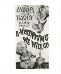 2s066 A-HAUNTING WE WILL GO 8x10 still '42 cool art of Laurel & Hardy from the three-sheet!