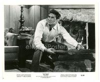 2s126 BIRDS 8x10 still '63 Alfred Hitchcock, c/u of scared Rod Taylor crouching by fireplace!
