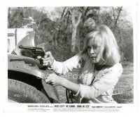 2s140 BONNIE & CLYDE 8x10 still '67 close up of sexy Faye Dunaway crouching by car with gun!