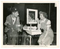 2s276 EGG & I candid 8x10 still '47 smoking Claudette Colbert talks to Percy Kilbride on the set!