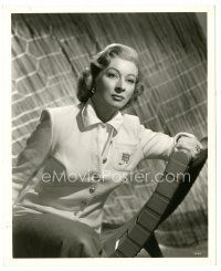 2s384 GREER GARSON deluxe 8x10 still '40s great seated close up wearing cool golfing sweater!