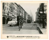 2s466 JAMES DEAN STORY 8x10 still '57 great image of smoking Jimmy walking New York City streets!
