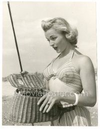 2s471 JILL ADAMS 7.25x9.5 still '55 the sexy English actress surprised at her fishing basket!