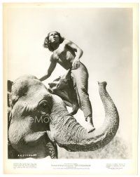 2s489 JUNGLE BOOK 8x10 still '42 Zoltan Korda, cool image of Sabu standing on elephant's trunk!