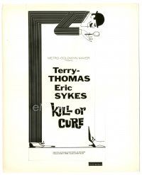2s499 KILL OR CURE 8x10 still '62 English bumbling comic detective Terry-Thomas, three-sheet art!