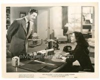 2s525 LET'S LIVE A LITTLE 8x10 still '48 Robert Cummings smiles at pretty Hedy Lamarr behind desk!