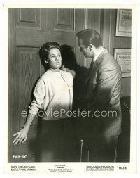 2s595 MARNIE 8x10 still '64 Hitchcock, close up of Sean Connery cornering scared Tippi Hedren!