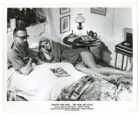 2s648 NEW LIFE STYLE 8x10 still '71 wacky German sex movie, guy in bed with sexy blonde!