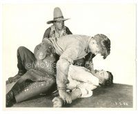 2s839 SUNSET SPRAGUE deluxe 8x10 still '20 Buck Jones with knife in mouth holding bad guy down!