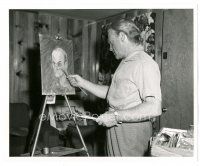 2s889 TRIBUTE TO A BAD MAN candid deluxe 8x10 still '56 James Cagney finishes his own painting!