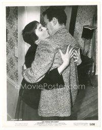 2s891 TROUBLE WITH HARRY 8x10 still '55 Hitchcock, c/u of John Forsythe kissing Shirley MacLaine!