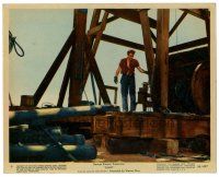 2s012 GIANT color 8x10 still #9 '56 James Dean working on his oil rig, George Stevens classic!