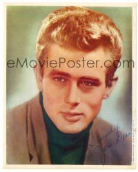2s016 JAMES DEAN color 8x10 publicity still '50s incredible portrait with facsimile signature!