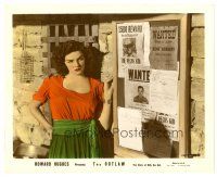 2s027 OUTLAW color-glos 8x10 still '41 sexy Jane Russell by wanted posters, rare aborted release!