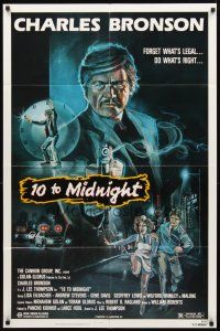 2w018 10 TO MIDNIGHT 1sh '83 cool action art of detective Charles Bronson, forget what's legal!