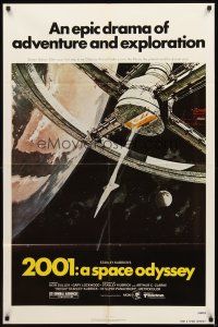 2w021 2001: A SPACE ODYSSEY 1sh R80 Stanley Kubrick, art of space wheel by Bob McCall!