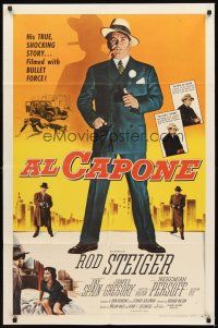 2w034 AL CAPONE 1sh '59 cool comparison of Rod Steiger to the most notorious gangster!