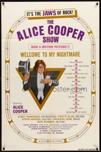 2w037 ALICE COOPER: WELCOME TO MY NIGHTMARE 1sh '75 it's the JAWS of rock, art of Alice Cooper!