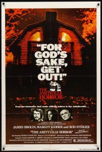 2w048 AMITYVILLE HORROR 1sh '79 great image of haunted house, for God's sake get out!