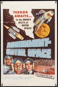 2w068 ASSIGNMENT-OUTER SPACE 1sh '62 Antonio Margheriti directed, Italian sci-fi Space Men!