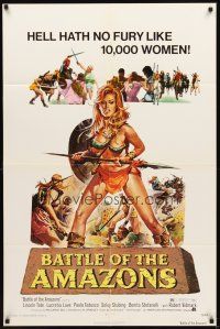 2w089 BATTLE OF THE AMAZONS 1sh '73 art of sexy barely-dressed female warrior Lucretia Love!