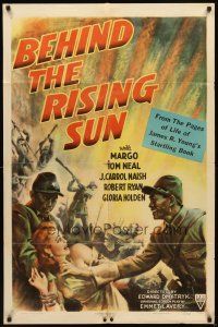 2w095 BEHIND THE RISING SUN style A 1sh '43 Tom Neal, Robert Ryan, WWII propaganda!